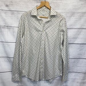 Banana Republic white w/green checks dress shirt M
